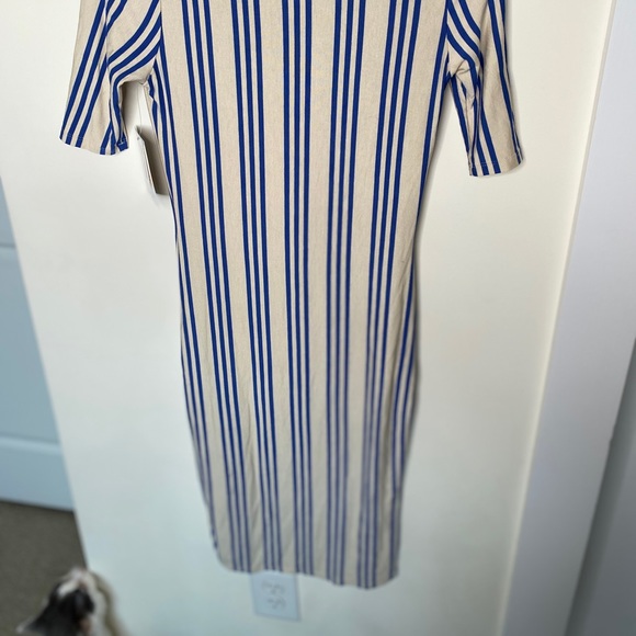 LULAROE XS Julia dress tan vertical stripe NWT - Picture 3 of 7